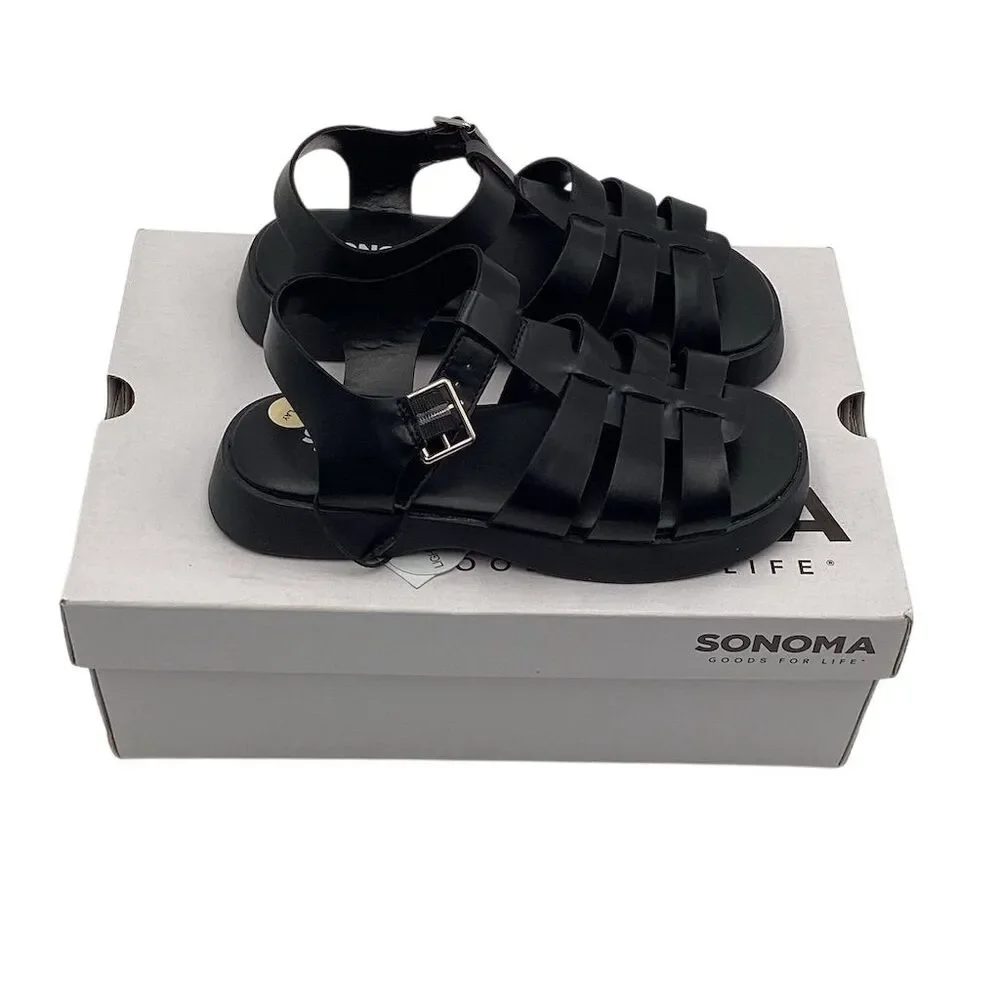 Sonoma Girls' Fisherman Sandals‎ Black Size 1 Adjustable Strap
